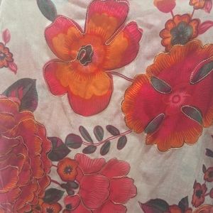 Beautiful Soft Beige/Orange Floral Retangler Scarf.